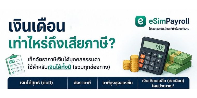 ตารางแสดงว่าเงินเดือนเท่าไหร่ถึงเริ่มเสียภาษี